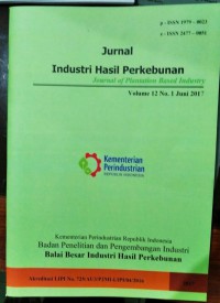 Image of Jurnal Industri Hasil Perkebunan Volume 12 No 2 Desember 2017