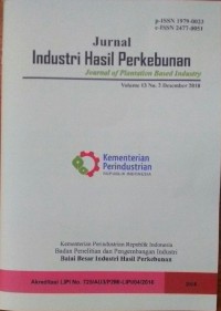Image of Jurnal Industri Hasil Perkebunan Volume 13 No 2 Desember 2018