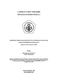 Image of LAPORAN TAHUN TERAKHIR PENELITIAN DOSEN PEMULA, Produksi Umbi dan Kandungan Flavanoid Bawang Dayak Dengan Pemberian Pupuk Daun