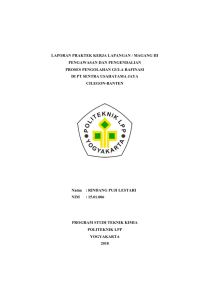 Image of Laporan PKL III ( Teknik Kimia ) Pengawasan dan pengendalian proses pengolahan gula rafinasi di pt sentra usahatama jaya Cilegon - Banten