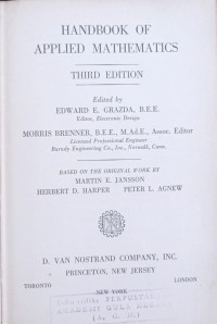 Image of HANDBOOK OF APPLIED MATHEMATICS THIRD EDITION