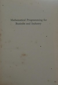 Image of Mathematical Programming For Business and Industry